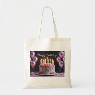 Tote Bag Gâteau d'anniversaire rose luxe élégant extravagan