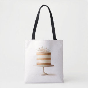 Tote Bag Gâteau floral blanc élégant Cuisine boulangerie