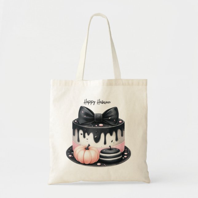 Tote Bag Gâteau rose noir d'Halloween Éffrayant (Devant)