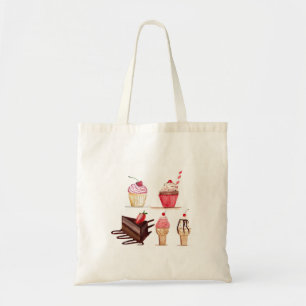 Tote Bag Gâteaux Aquarelle Boulangerie sucreries Cupcakes P