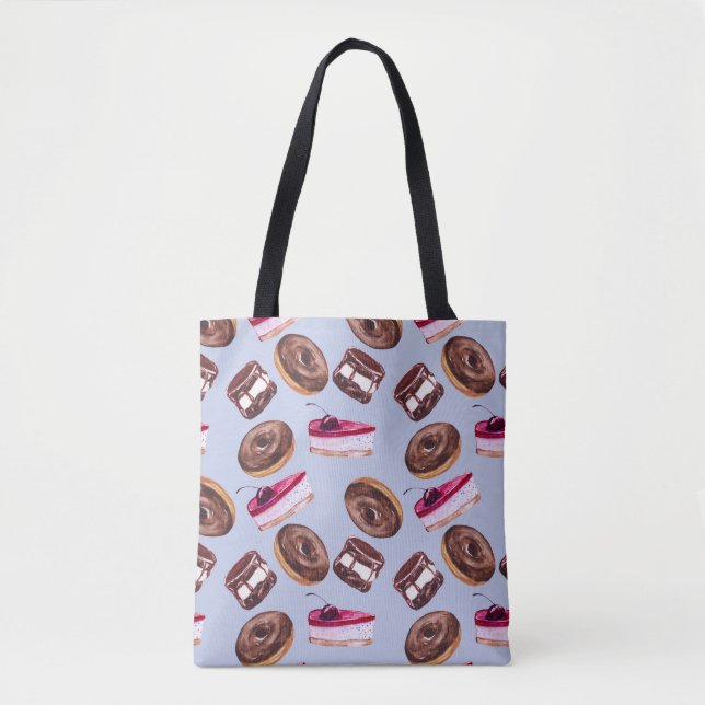 Tote Bag Gâteaux sucrés : Aquarelle Nourriture transparente (Devant)