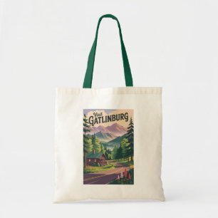 Tote Bag Gatlinburg Tennessee Cabine Travel Art Vintage