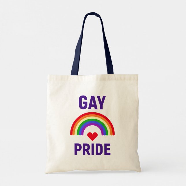 Tote Bag Gay pride | Coeur et arc-en-ciel (Dos)
