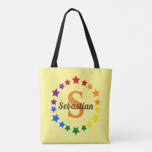Tote Bag Gay pride LGBT contemporain Stars Monogramme & Nom