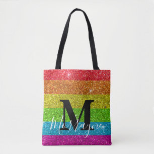Tote Bag Gay pride monogramme à la mode Parties scintillant