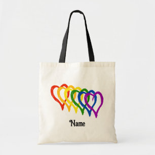 Tote Bag Gay pride Valentin Arc-en-ciel Coeurs Customisés