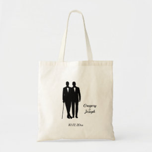 Tote Bag Gay Wedding Grooms with Names and Date