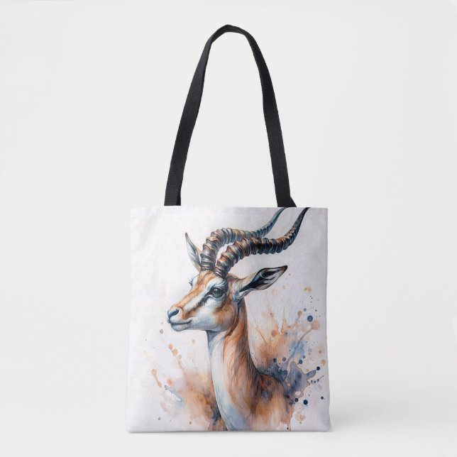Tote Bag Gazelle Head Watercolor Art (Devant)