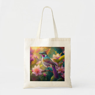 Tote Bag Geai arc-en-ciel à crête orange, oiseau de fantais