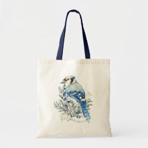 Tote Bag Geai bleu aquarelle Baies bleues Art de campagne