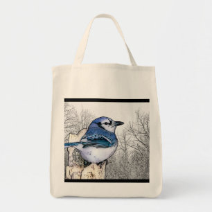 Tote Bag Geai bleu dessinant Fourre-tout