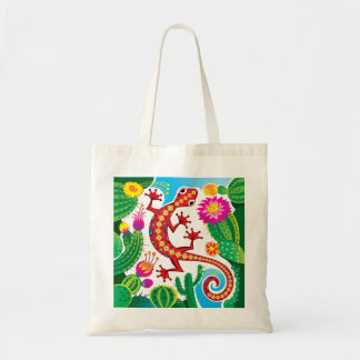 Tote Bag Gecko du Sud-Ouest avec Fleurs de Cactus