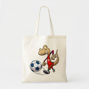 Tote Bag Gecko heureux d'étoile du football donnant un coup