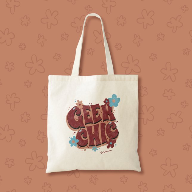 Tote Bag Geek Chic Lettré à la main Design de texte floral (Créateur téléchargé)