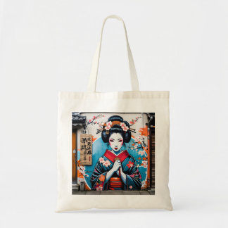 Tote Bag Geisha and Sakura: Japanese-Inspired Art