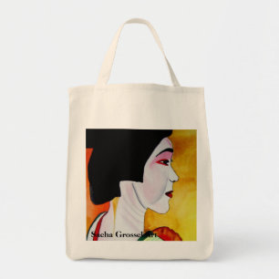 Tote Bag Geisha japonaise avec kimono vert art original