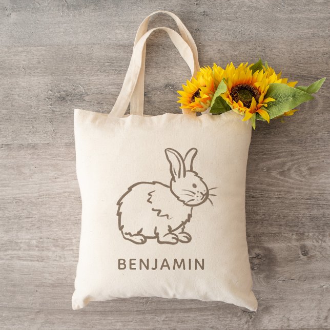 Tote Bag Gender Neutral Easter Bunny Rabbit Kids Treat Name (Créateur téléchargé)