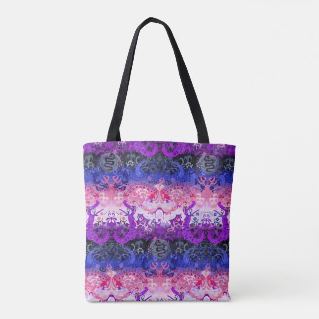 Tote Bag Genderfluide Dragon Damask - Genderfluide Fierté D (Dos)