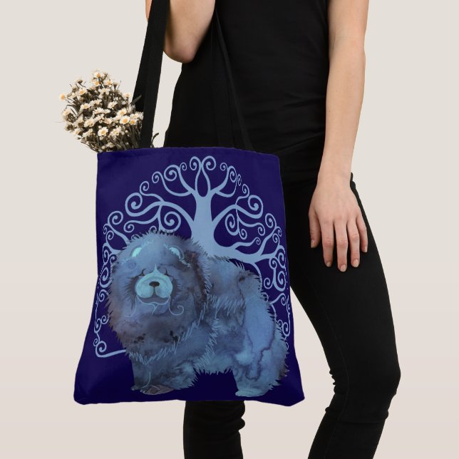 Tote Bag GÈNES FADÉS Chow Tree of Life BLUE (De près)