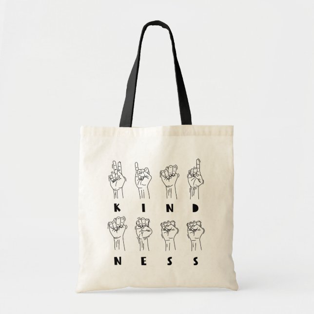 Tote Bag Gentillesse, American Sign Language ASL - GraphicL (Devant)
