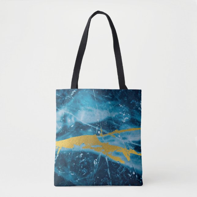 Tote Bag Géode Agate Gemstone Blue et Gold (Devant)