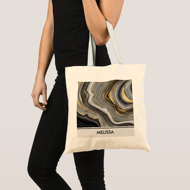 Tote Bag Géode moderne Gold & Grey Agate Geode Gemstone (Devant (produit))