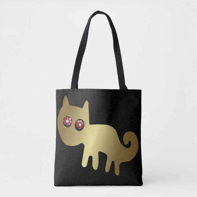 Tote Bag Géoglyphes d'animaux au chat rouge (Devant)