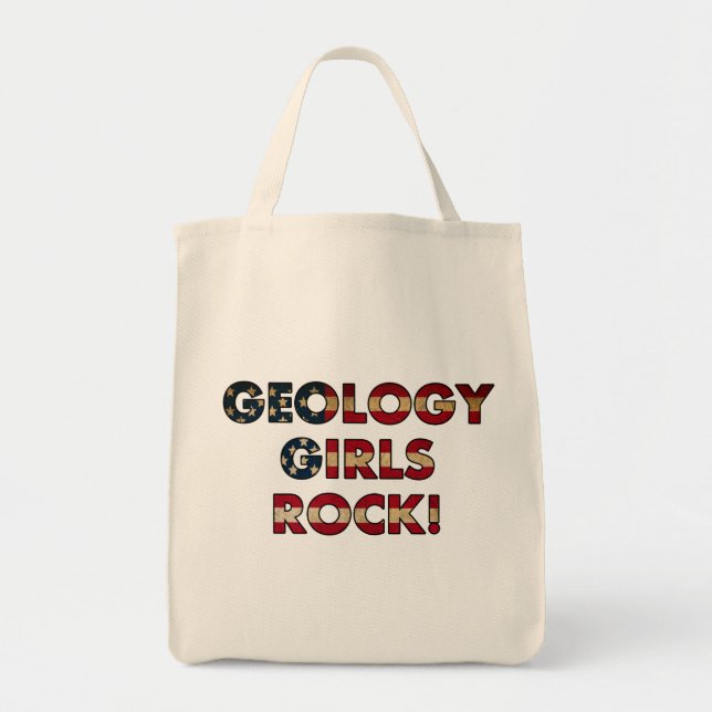 Tote Bag Geology Girls Rock ! (Drapeau américain) (Devant)