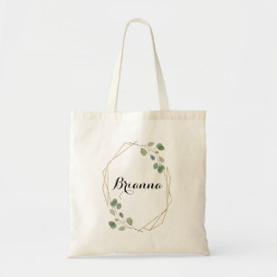 Tote Bag Geometric Greenery Eucalyptus Foliage Bridesmaid