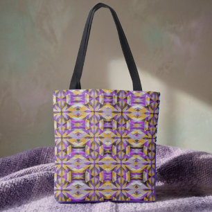 Tote Bag Géométrie de diamant violet et jaune