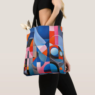 Tote Bag Géométrie douce : teintes de bleu et de rose en Ab
