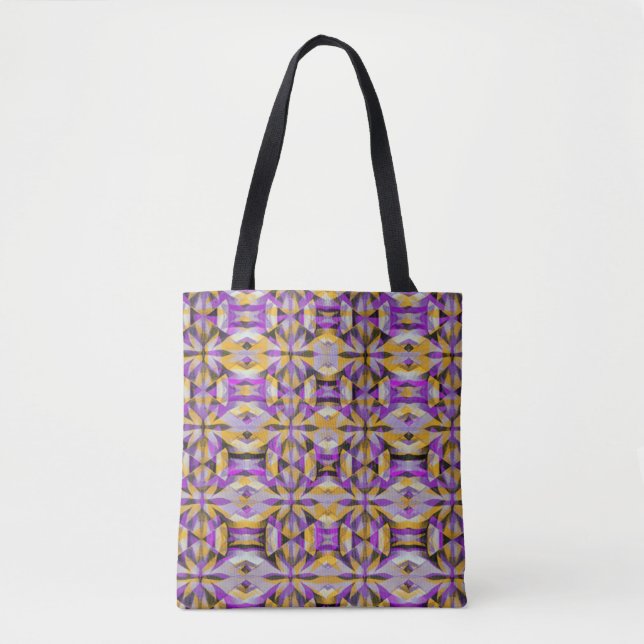Tote Bag Géométrie en diamant jaune et violet (Devant)