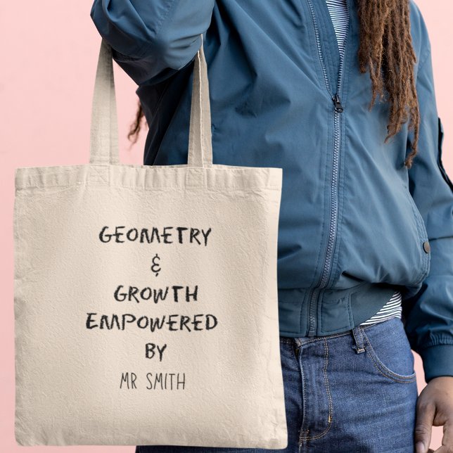 Tote Bag Géométrie et croissance Professeur de mathématique (Customize it with your name and embrace the honor of teaching, one equation at a time.)