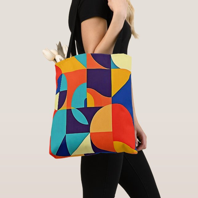 Tote Bag Géométrie moderne colorée (De près)