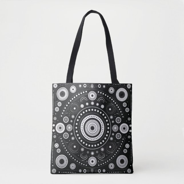 Tote Bag Géométrie moderne en noir et blanc (Devant)