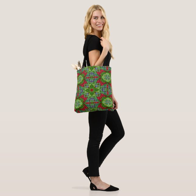 Tote Bag Géométrie rouge, verte et bleue (Sur le modèle)