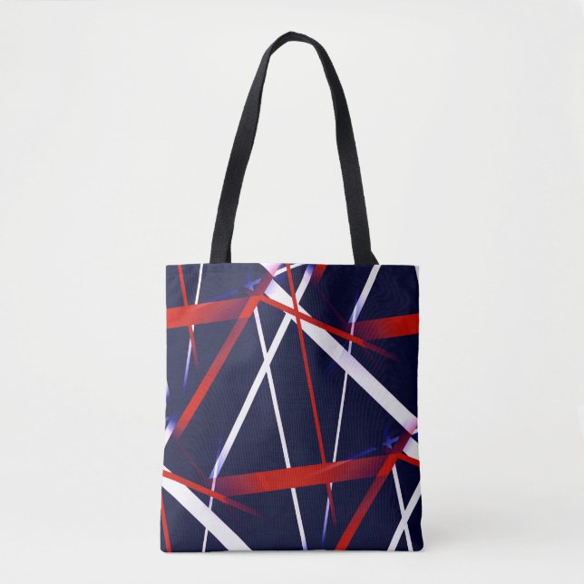 Tote Bag Géométrie Urbaine Bleu Blanc Rouge (Devant)