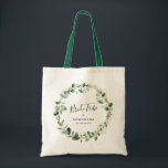 Tote Bag Géométrique de verdure Eucalyptus Feuille fête nup<br><div class="desc">Ce sac fourre-tout présente des feuilles d'eucalyptus verts à l'aquarelle peinte à la main,  ornés d'un cadre géométrique doré,  jumelé à une police lunaire tourbillonnant,  qui peut être personnalisé avec votre texte personnalisé.</div>