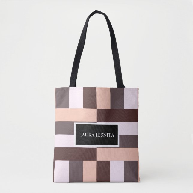 Tote Bag Géométrique Mocha du désert (Devant)