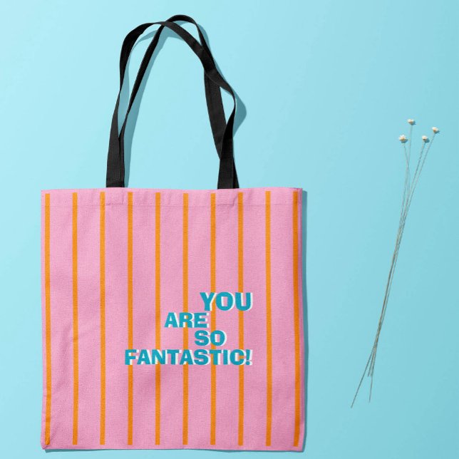 Tote Bag Géométrique, Orange-Rose, Message d'appréciation (Créateur téléchargé)