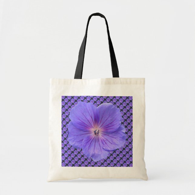 Tote Bag Géranium bleu romantique botanique (Devant)