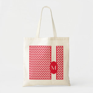 Tote Bag Géranium Elegant Chevron Design avec monogramme