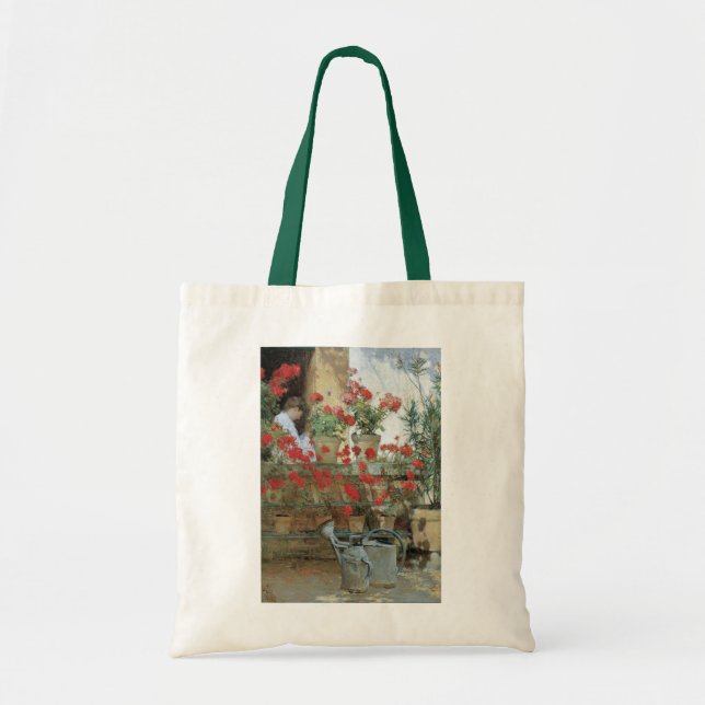 Tote Bag Geraniums par Childe Hassam, Impressionnisme Vinta (Devant)