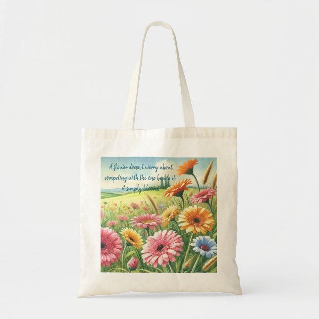 Tote Bag Gerbera Daisy Field & Citation (Devant)