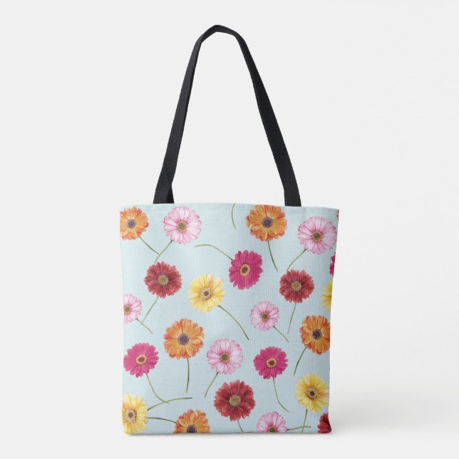 Tote Bag Gerbera,pink,red,orange,yellow  (Dos)