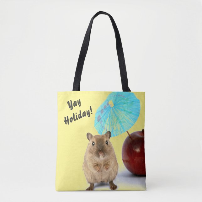 Tote Bag Gerbille mignonne drôle Vacances d'été Jaune (Devant)