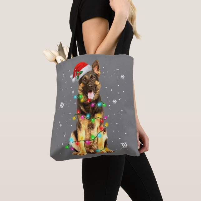 Tote Bag German Shepherd Dog Tree Christmas Sweater Xmas Do (De près)