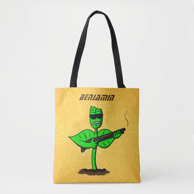 Tote Bag Germinator cyborg plante dessin humoristique (Devant)