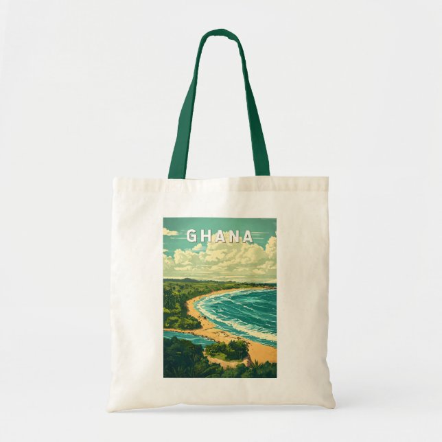 Tote Bag Ghana Illustration Travel Art Vintage (Devant)
