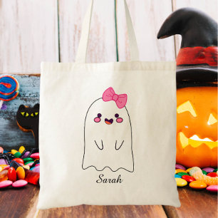 Tote Bag Ghost Cute Halloween Treat or Trick Candy